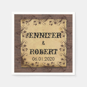 Servilleta De Papel Rústico País Barn Madera Belleza Boda Napkin