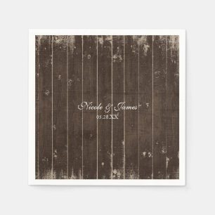 Servilleta De Papel Rústico País Boda de madera alterada occidental