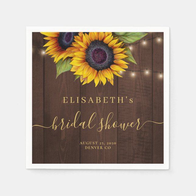 Servilleta De Papel Rústico país floral elegante ducha de novia (Anverso)