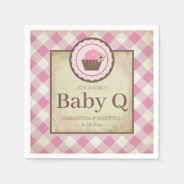 Servilleta De Papel Rústico País Gingham Cupakes Baby Q