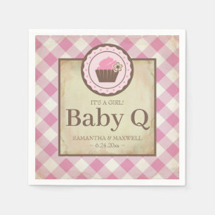 Servilleta De Papel Rústico País Gingham Cupakes Baby Q