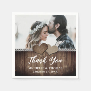 Servilleta De Papel Rústico País Madera Burlap Boda