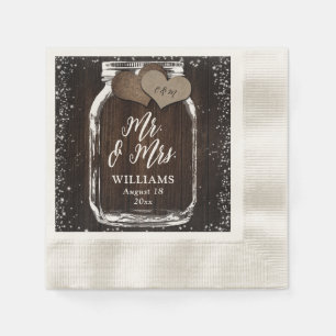 Servilleta De Papel Rústico País Mason Jar Wood Sr y Sra. Boda