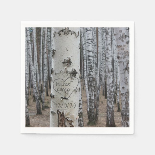 Servilleta De Papel Rústico país personalizado tallado nombres en el c (Anverso)