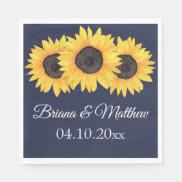 Servilleta De Papel Rústico País Sunflowers Blue Lunchek Napkin