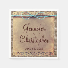 Servilleta De Papel Rústico País Vintage Burlap Boda Napkin