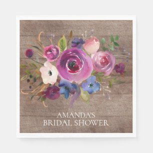 Servilleta De Papel Rústico Plum Floral Bridal Ducha Papel