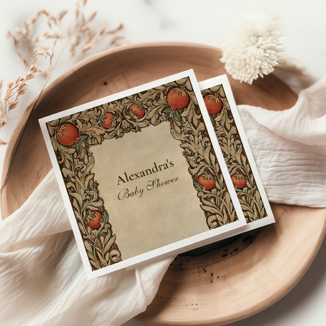 Servilleta De Papel Rústico Pomegranate Vintage Baby Shower (Subido por el creador)