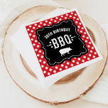 Servilleta De Papel Rústico Red Gingham Plaid 30th Birthday BQ<br><div class="desc">Las servilletas de la fiesta de cumpleaños de Casual backyard asado BBQ cuentan con un marco decorativo negro,  fuentes de estilo occidental,  acentos de estrellas y un diseño de borde de manteles de gingham rojo. Personalice el número de edad.</div>