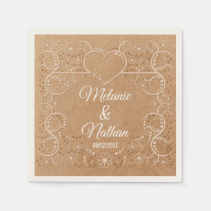 Servilleta De Papel Rústico Romántico Corazón Ornate Lace Napkins