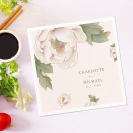 Servilleta De Papel Rústico Rubor Rosa de Peonía Rosa Boda Floral Napk