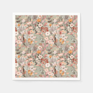 Servilleta De Papel Rústico Sage Taupe Floral Boho Patrón Botánico
