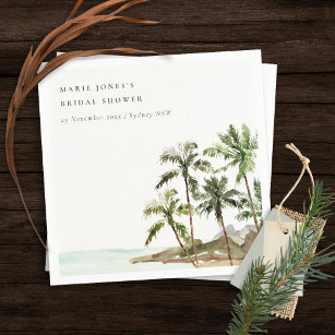 Servilleta De Papel Rústico Tropical Palm Tree Beach Sand Bridal Showe