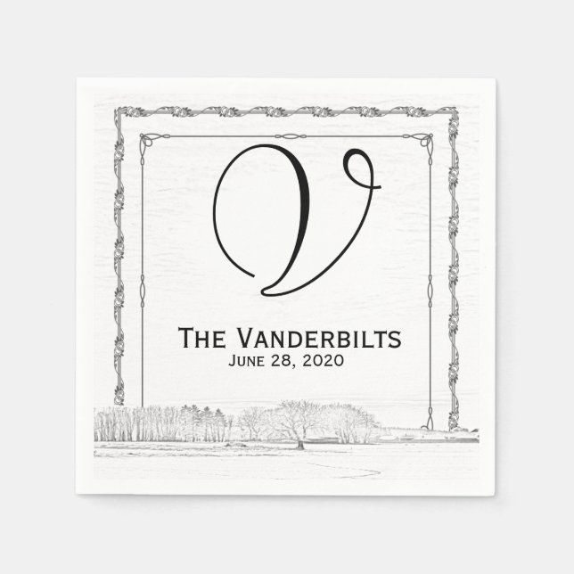 Servilleta De Papel Rústico Winter Wonderland Boda Napkins (Anverso)