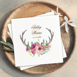Servilleta De Papel Rústicos Antlers Boho Floral Allure
