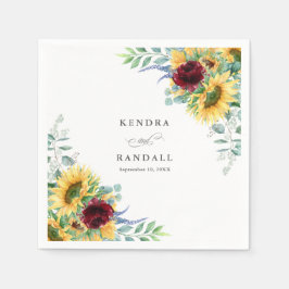 Servilleta De Papel Rústicos girasoles y Rosas Boda floral