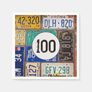 Servilleta De Papel Rusty License Plate 100th Birthday Napkins