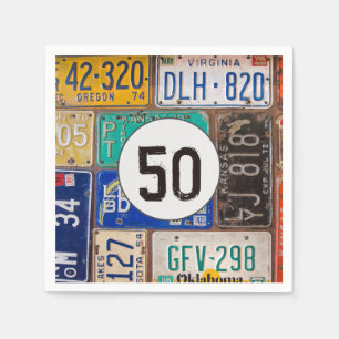 Servilleta De Papel Rusty License Plate 50th Birthday