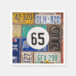 Servilleta De Papel Rusty License Plate 65th Birthday Napkins