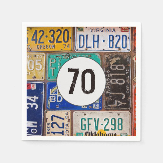 Servilleta De Papel Rusty License Plate 70 Napkins (Anverso)