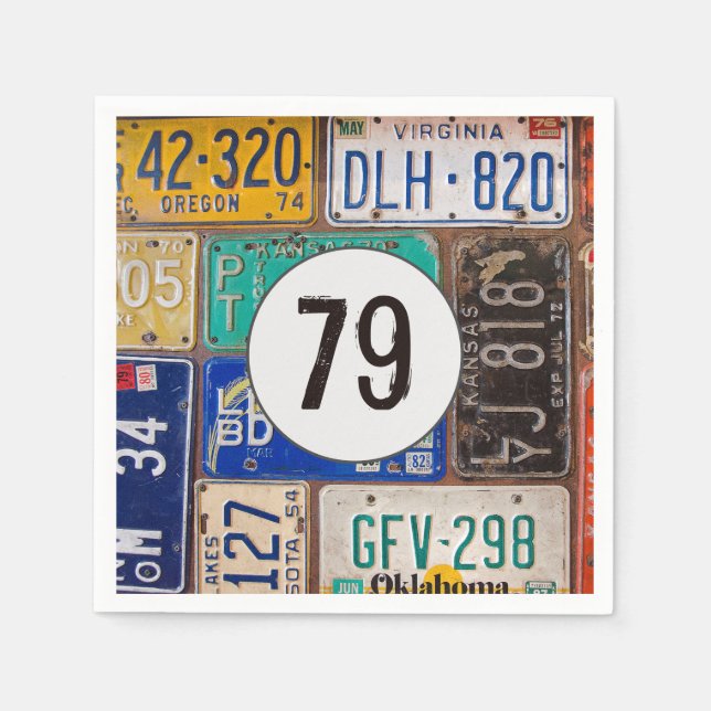 Servilleta De Papel Rusty License Plate 79th Birthday (Anverso)
