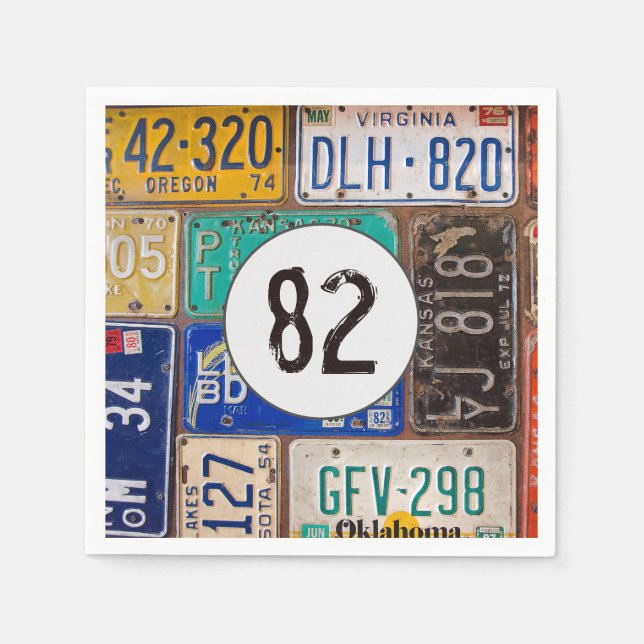 Servilleta De Papel Rusty License Plate 82 Napkins (Anverso)