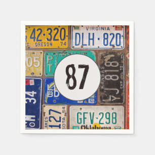 Servilleta De Papel Rusty License Plate 87th Birthday Napkins