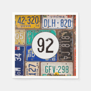 Servilleta De Papel Rusty License Plate 92nd Birthday