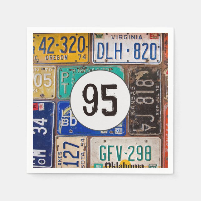 Servilleta De Papel Rusty License Plate 95th Birthday (Anverso)