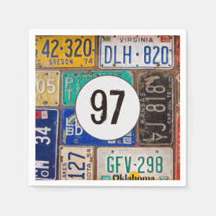Servilleta De Papel Rusty License Plate 97th Birthday Napkins