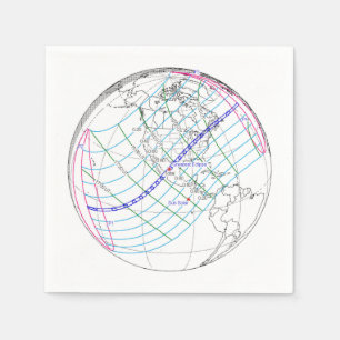 Servilleta De Papel Ruta mundial total del eclipse solar 2024