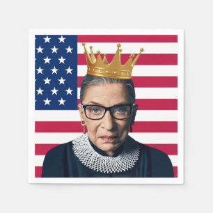 Servilleta De Papel Ruth Bader Ginsburg Crown and USA Flag