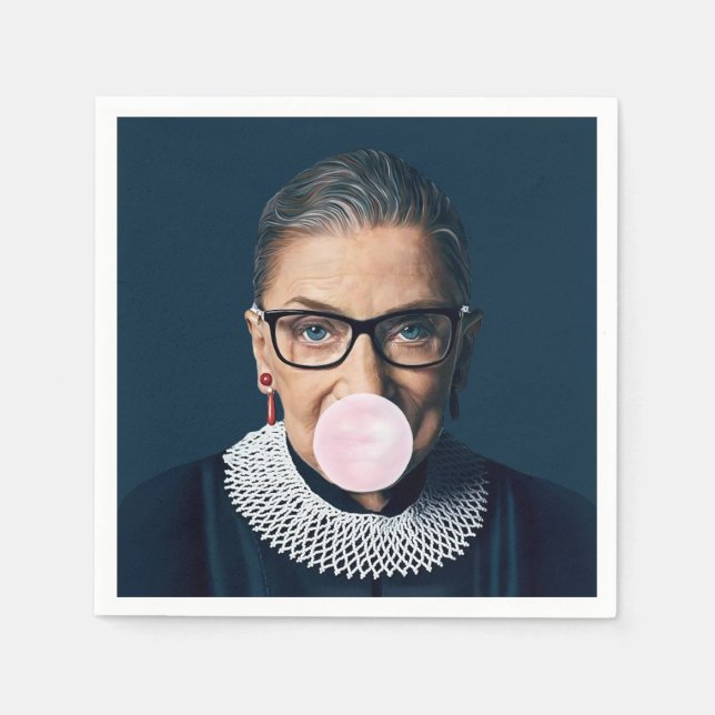 Servilleta De Papel Ruth Bader Ginsburg luce chicle rosa (Anverso)