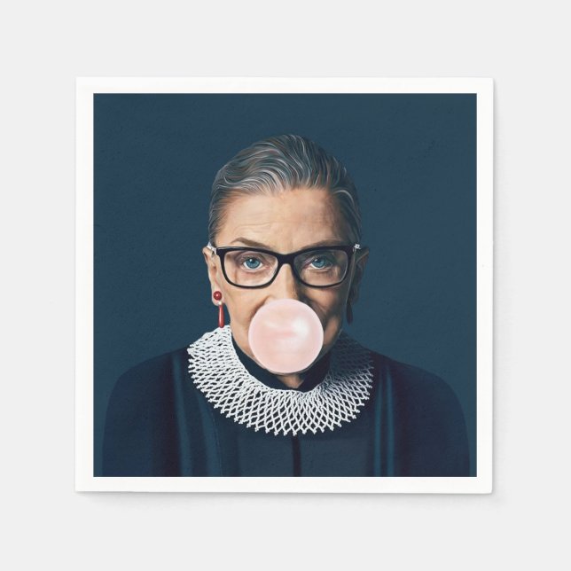Servilleta De Papel Ruth Bader Ginsburg luce chicle rosa (Anverso)