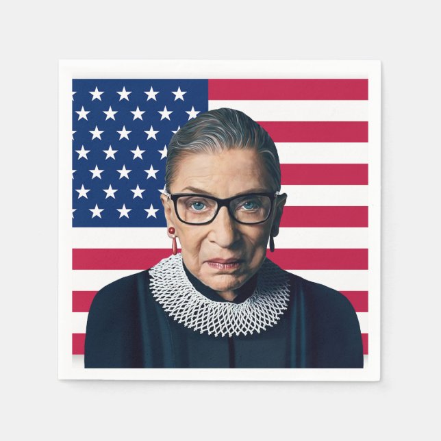 Servilleta De Papel Ruth Bader Ginsburg y la bandera de los Estados Un (Anverso)