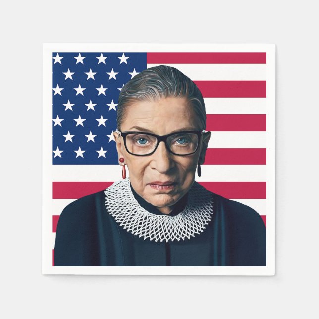 Servilleta De Papel Ruth Bader Ginsburg y la bandera de los Estados Un (Anverso)