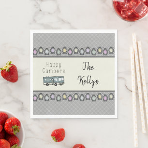 Servilleta De Papel RV personalizado de feliz campista
