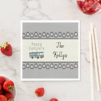 Servilleta De Papel RV personalizado de feliz campista