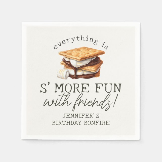 Servilleta De Papel S’mores Fall Bonfire Outdoor Birthday Party (Anverso)