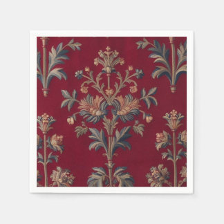 Servilleta De Papel Sac broderie medievale fleurie en rouge bordeaux