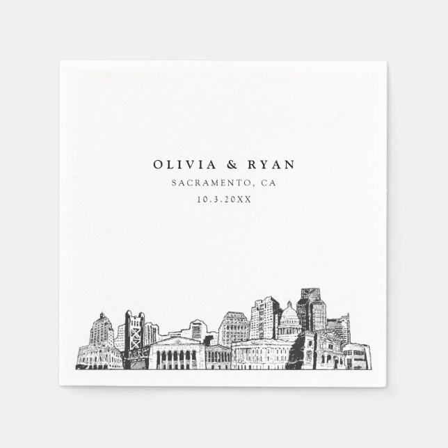 Servilleta De Papel Sacramento Skyline Boda Papel Cocktail Napkin (Anverso)