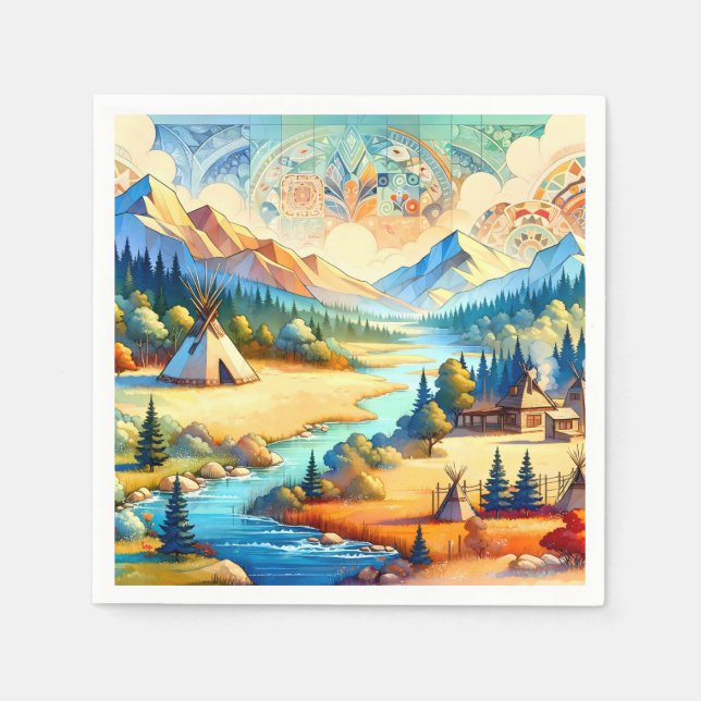 Servilleta De Papel Sacred Valley Symbolic Gathering Design (Anverso)