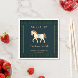 Servilleta De Papel Saddle Up Vintage Preppy Horse Birthday 