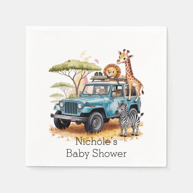 Servilleta De Papel Safari Adventure Boy Baby Shower (Anverso)