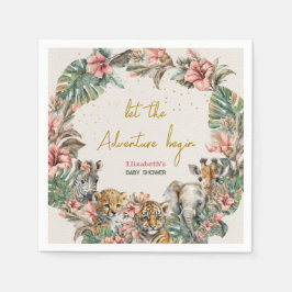 Servilleta De Papel Safari Animal Adventure Begin Baby Boy Shower