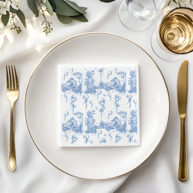 Servilleta De Papel Safari Animal Dusty Blue Toile Baby Shower (Subido por el creador)