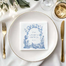 Servilleta De Papel Safari Animal Dusty Blue Toile Baby Shower