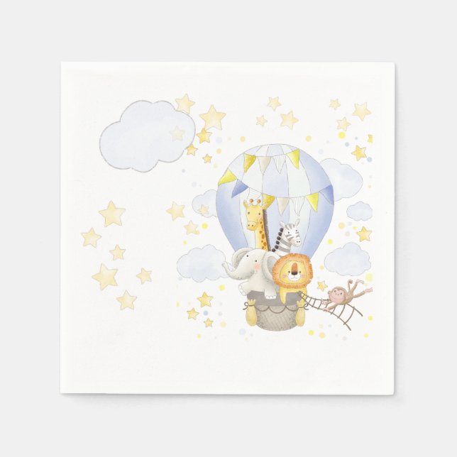 Servilleta De Papel Safari Animal Hot Air Balloon Napkins (Anverso)