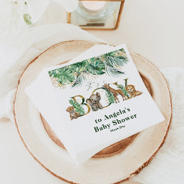 Servilleta De Papel Safari Animal Jungle Green & Gold boy Baby Shower