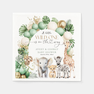 Servilleta De Papel Safari Animal Tropical Green Wild One Baby Shower